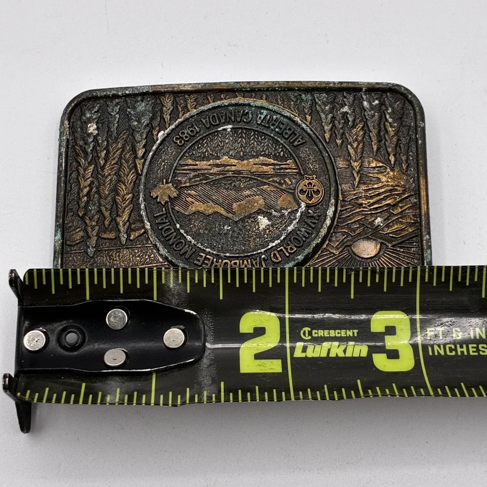 Vintage XV World Jamboree Mondial 1983 Alberta Canada Scout Belt Buckle Souvenir